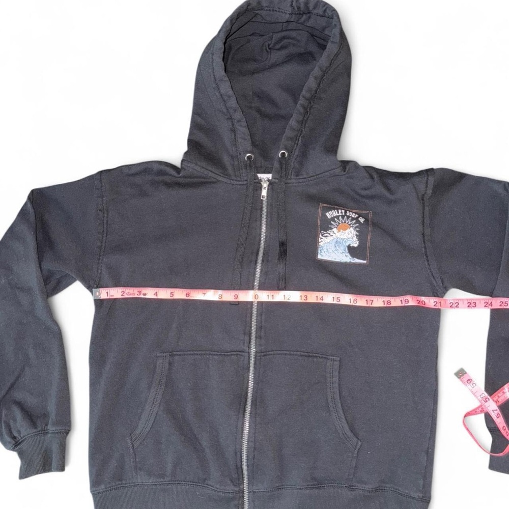 Hurley Surf Co. Black Graphic Printed Full Zip Hoodie Sweatshirt Jacket Medium - Picture 4 of 7